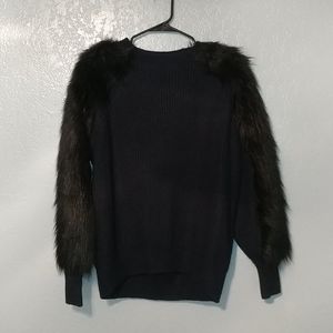 H&M Navy Faux Fur Sweater